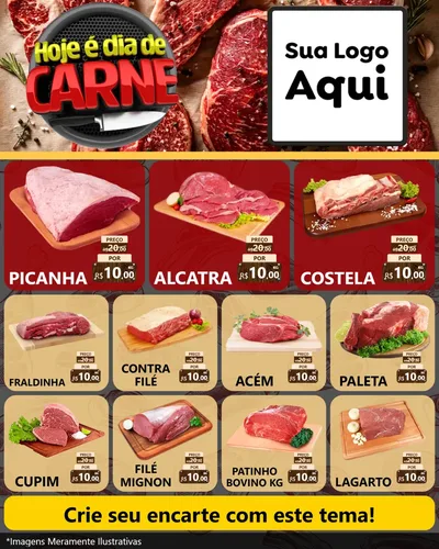 Modelo de Rede Social para Feed Instagram com o tema Hoje É Dia de Carne para Açougue