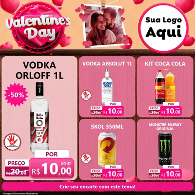 Modelo de Rede Social para Feed Facebook com o tema Valentine's Day para Distribuidora de bebidas