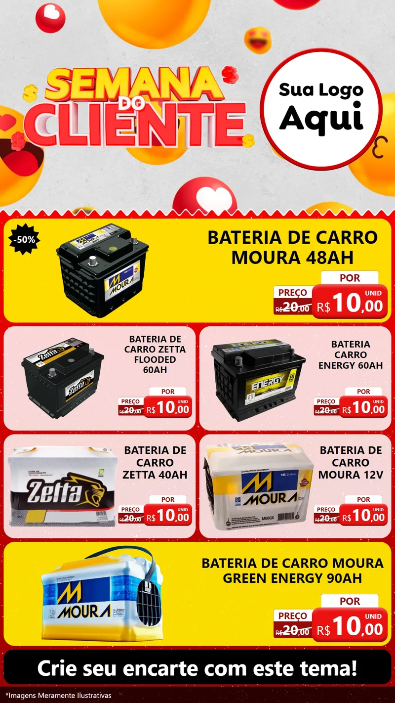 Modelo de TV para TV Vertical com o tema Semana do Cliente para Baterias Elétricas