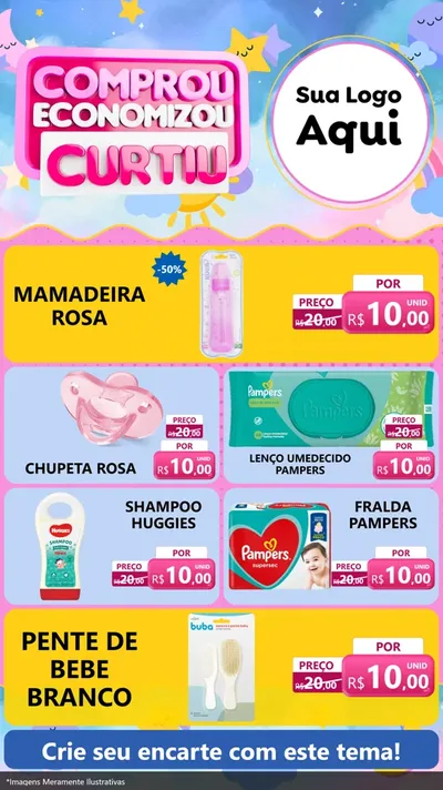 Modelo de TV para TV Vertical com o tema Comprou economizou curtiu para Bebês