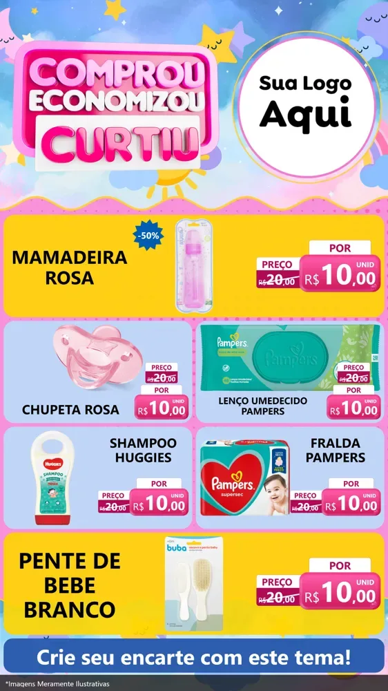 Modelo de TV para TV Vertical com o tema Comprou economizou curtiu para Bebês