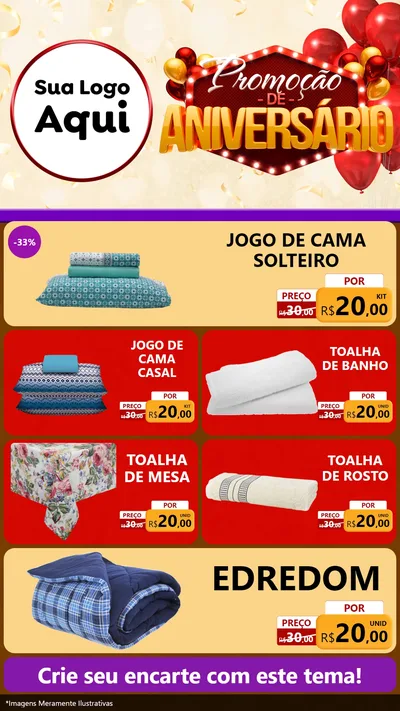 Modelo de TV para TV Vertical com o tema Promoção de Aniversário para Cama, Mesa e Banho