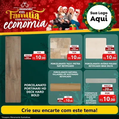 Modelo de Rede Social para Feed Facebook com o tema Momento em Família (Natal) para Pisos e revestimentos