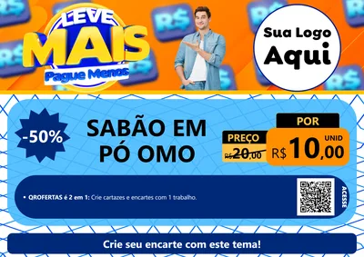 Modelo de Cartaz para Cartaz A4 Horizontal com o tema Leve Mais, Pague Menos para Produtos de Limpeza