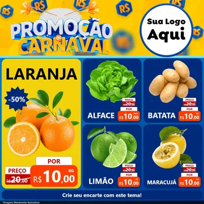 Modelo de Rede Social para Feed Facebook com o tema Promoção de Carnaval para Hortifrúti