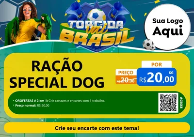Modelo de Cartaz para Cartaz A4 Horizontal com o tema Torcida Vai Brasil - Copa para Pet Shop