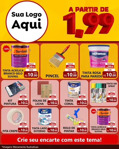 Modelo de Rede Social para Feed Instagram com o tema A Partir de Um e Noventa e Nove - 1,99 para Tintas e Ferramentas