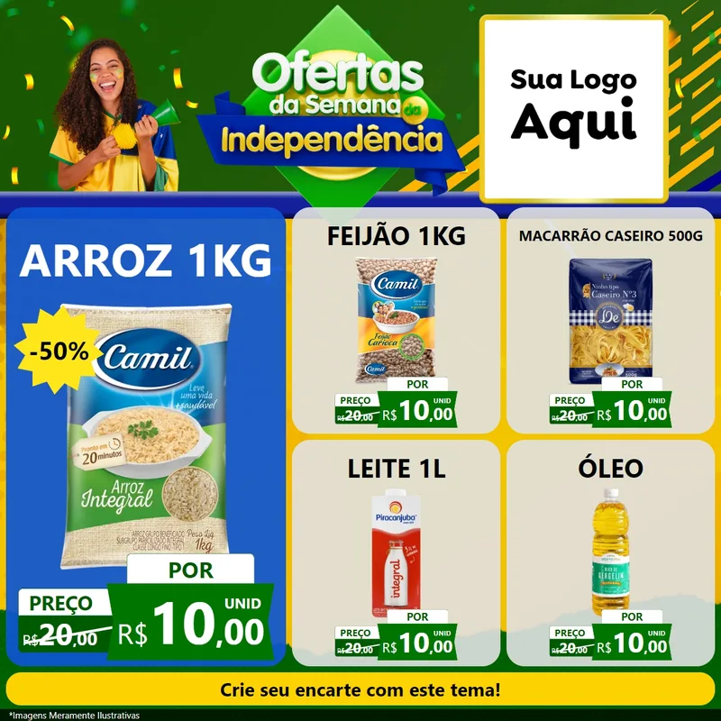 Modelo de Rede Social para Feed Facebook com o tema Ofertas da Semana da Independência para Supermercado