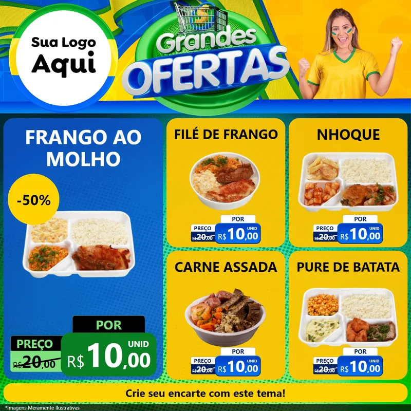 Modelo de Rede Social para Feed Facebook com o tema Grandes Ofertas para Restaurante