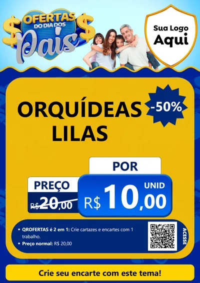 Modelo de Cartaz para Cartaz A4 Vertical com o tema Ofertas do Dia dos Pais para Floricultura e jardim