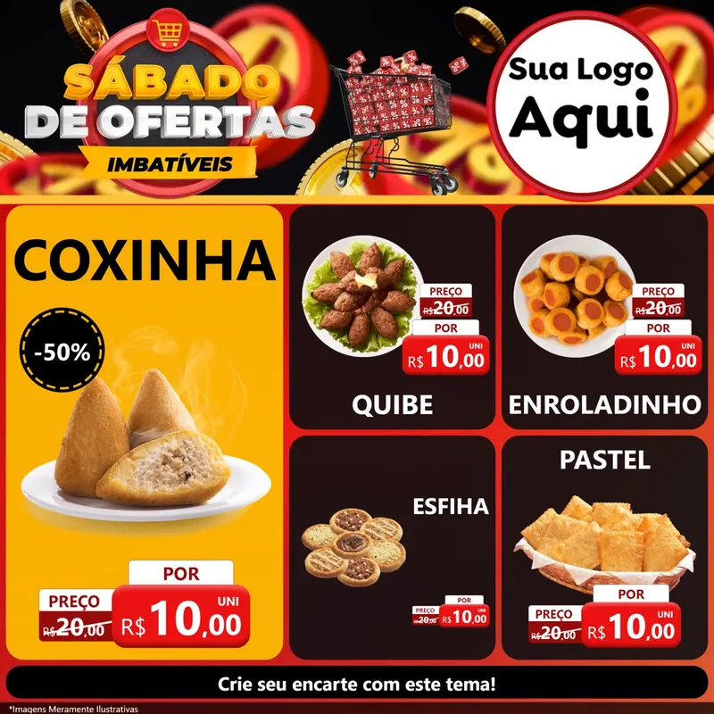 Modelo de Rede Social para Feed Facebook com o tema Sábado de Ofertas Imbatíveis para Salgadaria