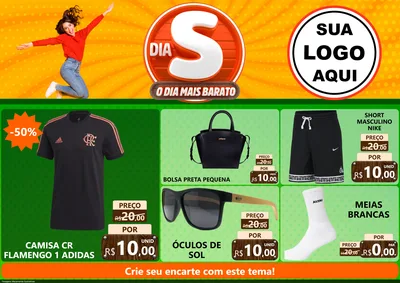 Modelo de Encarte para Encarte A4 Horizontal com o tema Dia S - O Dia Mais Barato para Roupas e acessórios