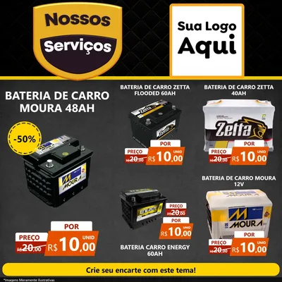 Modelo de Rede Social para Feed Facebook com o tema Nossos Serviços para Baterias Elétricas