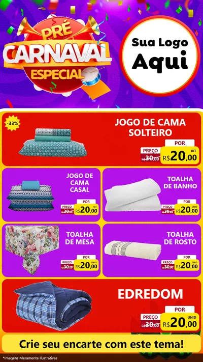 Modelo de TV para TV Vertical com o tema Pré-Carnaval Especial para Cama, Mesa e Banho