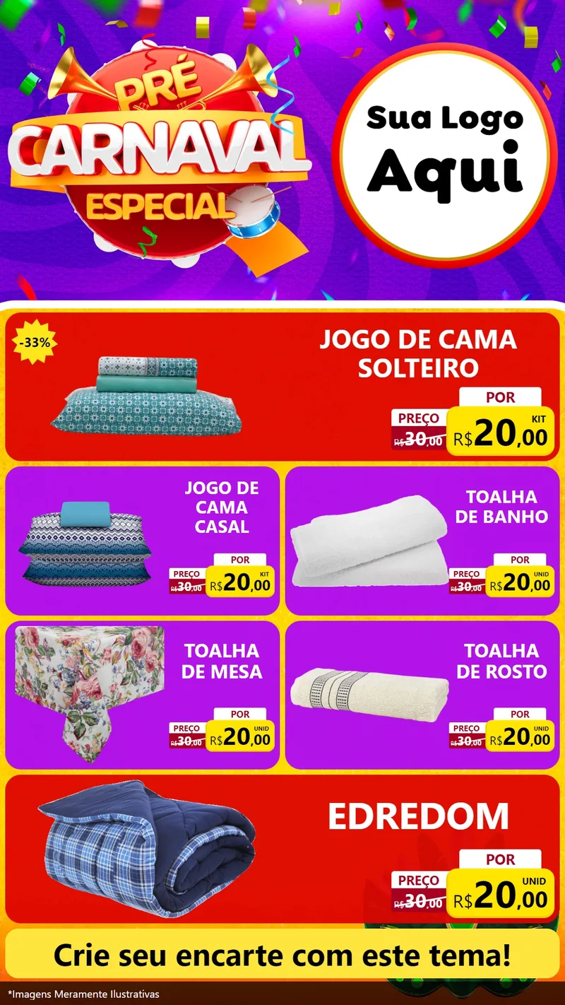 Modelo de TV para TV Vertical com o tema Pré-Carnaval Especial para Cama, Mesa e Banho