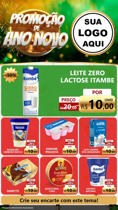 Modelo de Rede Social para Stories com o tema Promoção de Ano Novo para Frios e Laticínios