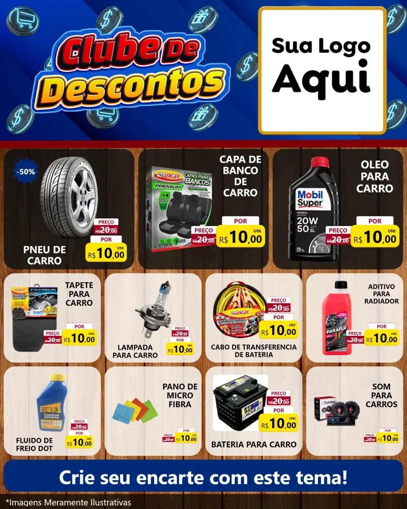Modelo de Rede Social para Feed Instagram com o tema Clube de Descontos para Auto peças