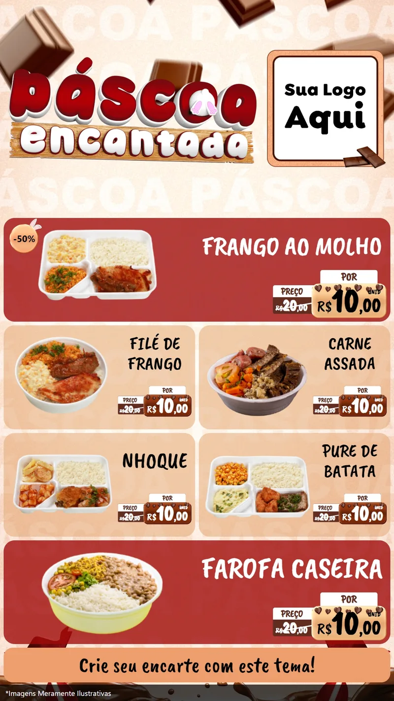 Modelo de TV para TV Vertical com o tema Páscoa Encantada para Restaurante