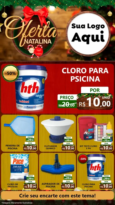 Modelo de Rede Social para Stories com o tema Ofertas Natalina para Produtos para Piscina