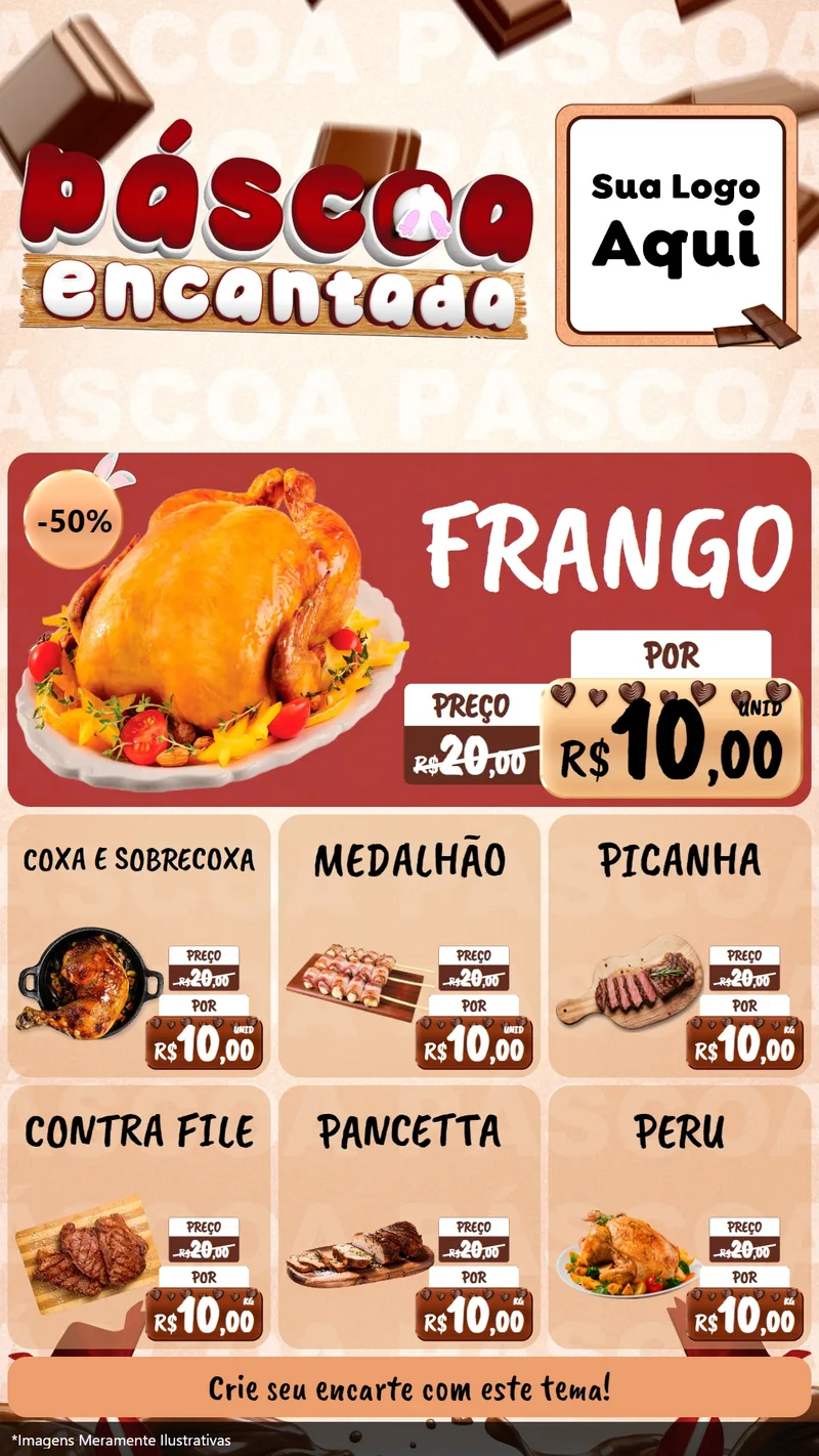 Modelo de Rede Social para Stories com o tema Páscoa Encantada para Assados