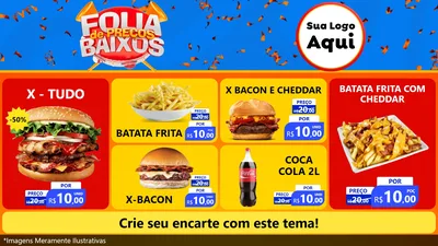 Modelo de TV para TV Horizontal com o tema Folia de Preços Baixos para Hamburgueria