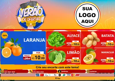 Modelo de Encarte para Encarte A4 Horizontal com o tema Verão de Ofertas para Hortifrúti