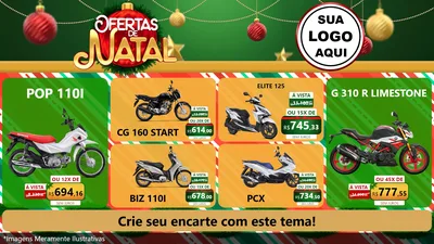 Modelo de TV para TV Horizontal com o tema Ofertas de Natal para Concessionaria de Motos