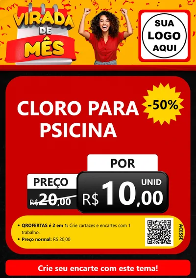 Modelo de Cartaz para Cartaz A4 Vertical com o tema Virada de Mês para Produtos para Piscina