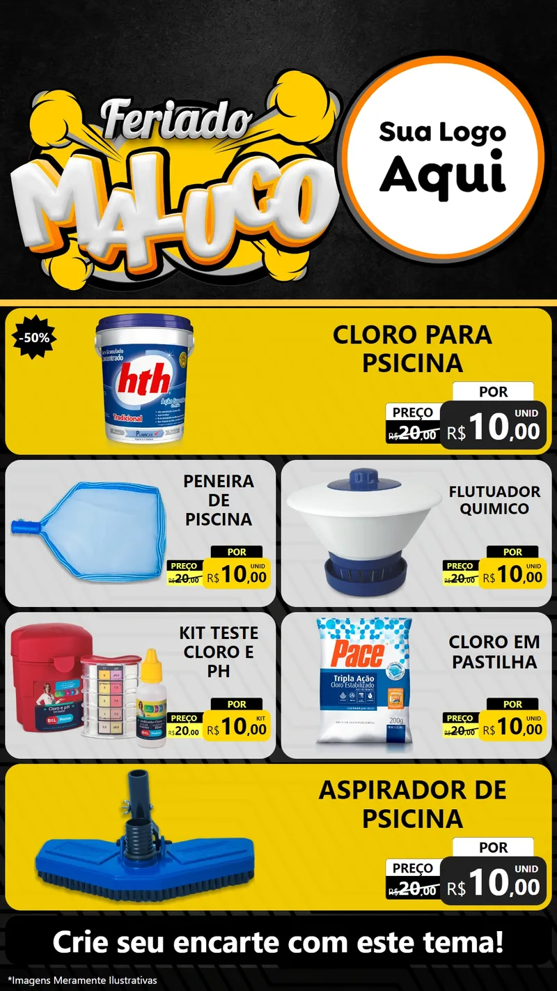 Modelo de TV para TV Vertical com o tema Feriado Maluco para Produtos para Piscina
