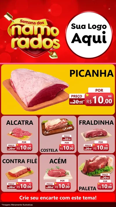 Modelo de Rede Social para Stories com o tema Semana dos namorados para Açougue