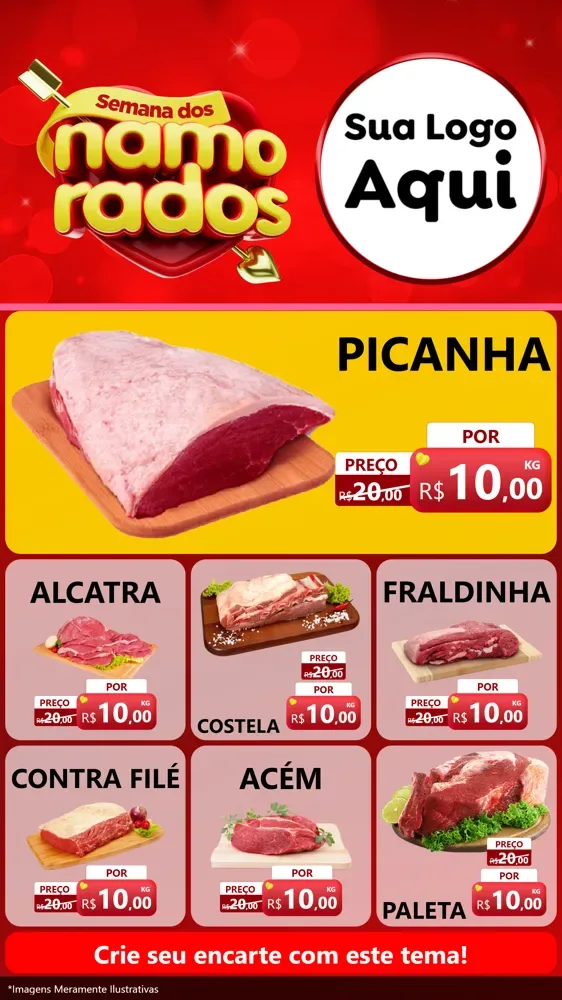 Modelo de Rede Social para Stories com o tema Semana dos namorados para Açougue
