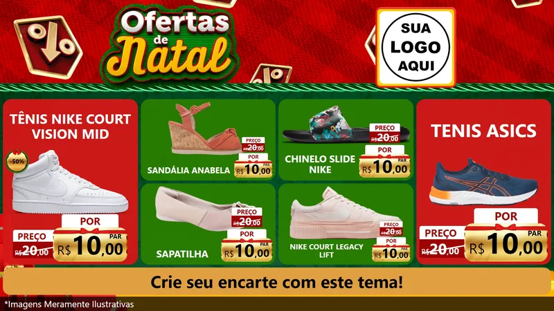 Modelo de TV para TV Horizontal com o tema Ofertas de Natal para Calçados