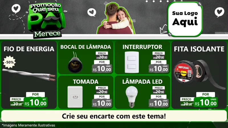 Modelo de TV para TV Horizontal com o tema Promoção Que seu Pai Merece para Materiais Elétricos