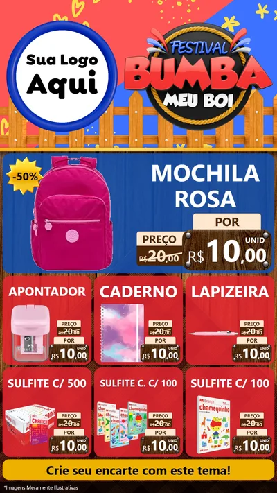 Modelo de Rede Social para Stories com o tema Festival Bumba Meu Boi para Papelaria