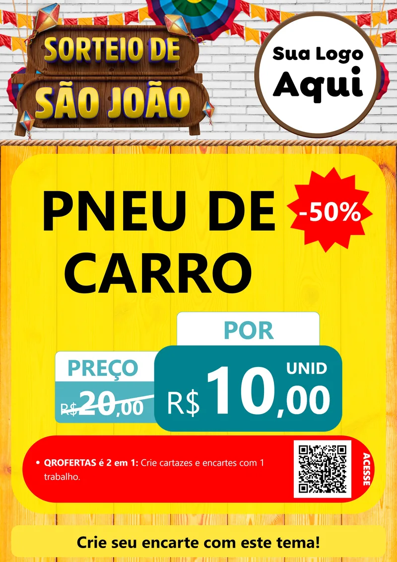 Modelo de Cartaz para Cartaz A4 Vertical com o tema Sorteio de São João para Auto peças