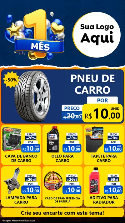 Modelo de Rede Social para Stories com o tema Um Mês de Aniversário para Auto peças
