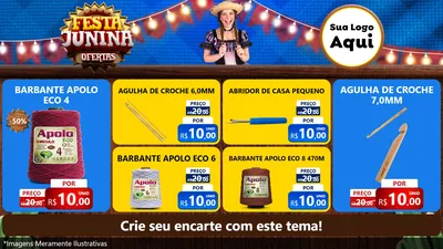 Modelo de TV para TV Horizontal com o tema Festa Junina Ofertas para Armarinho e Aviamentos