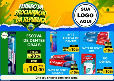 Modelo de Encarte para Encarte A4 Horizontal com o tema Feriado da Proclamação da República para Higiene Pessoal