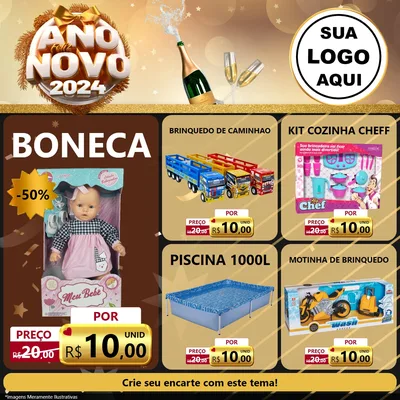 Modelo de Rede Social para Feed Facebook com o tema Feliz Ano Novo 2027 para Brinquedos
