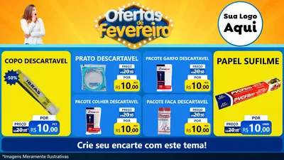 Modelo de TV para TV Horizontal com o tema Ofertas de Fevereiro para Embalagens