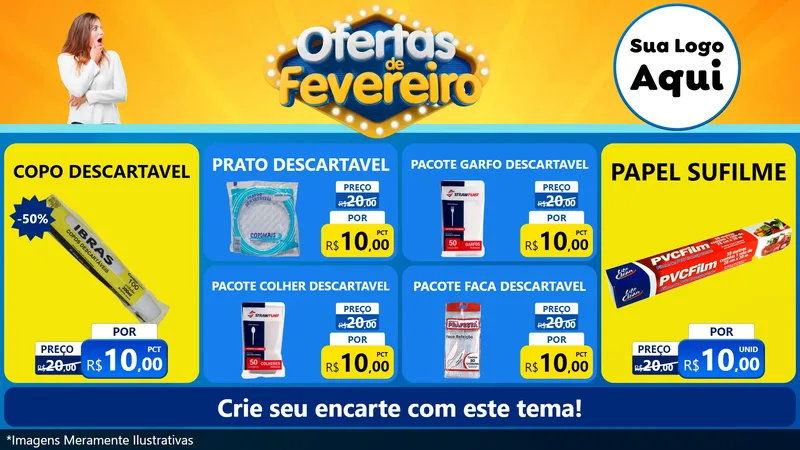 Modelo de TV para TV Horizontal com o tema Ofertas de Fevereiro para Embalagens