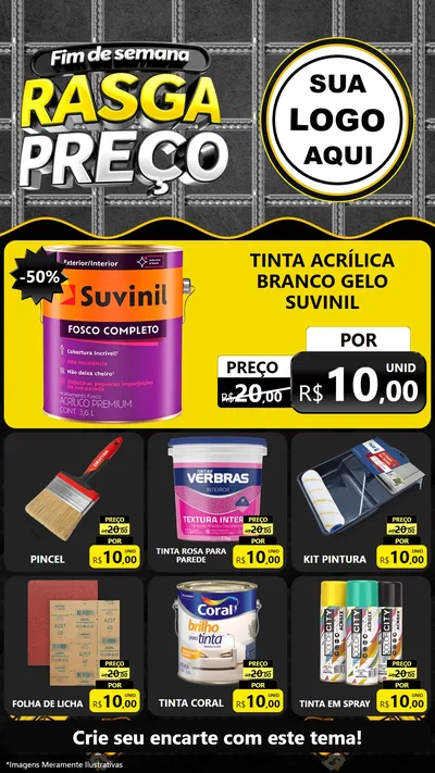 Modelo de Rede Social para Stories com o tema Fim de Semana Rasga Preço para Tintas e Ferramentas