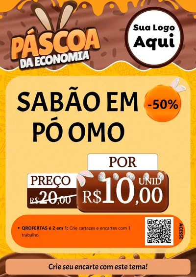 Modelo de Cartaz para Cartaz A4 Vertical com o tema Páscoa da Economia para Produtos de Limpeza
