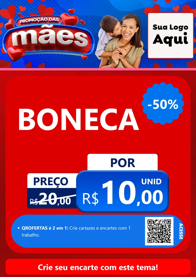 Modelo de Cartaz para Cartaz A4 Vertical com o tema Promoção das Mães para Brinquedos