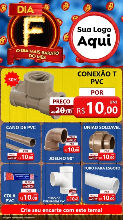 Modelo de Rede Social para Stories com o tema Dia F - O Dia Mais Barato Do Mês para Tubos e conexões