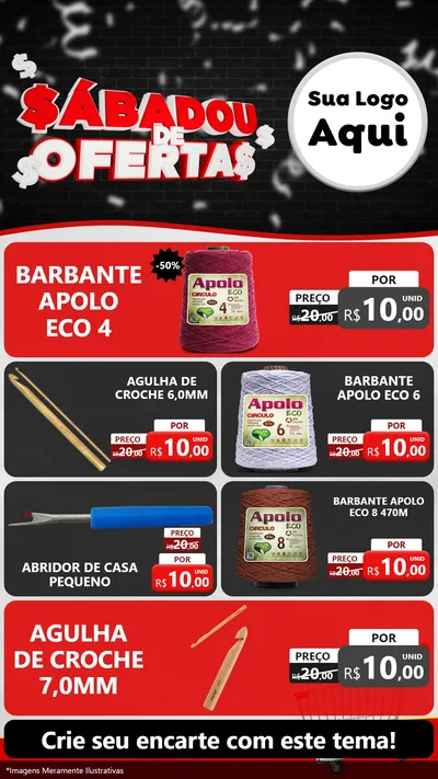 Modelo de TV para TV Vertical com o tema Sabadou de Ofertas para Armarinho e Aviamentos