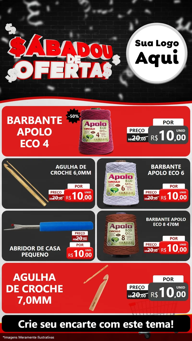 Modelo de TV para TV Vertical com o tema Sabadou de Ofertas para Armarinho e Aviamentos