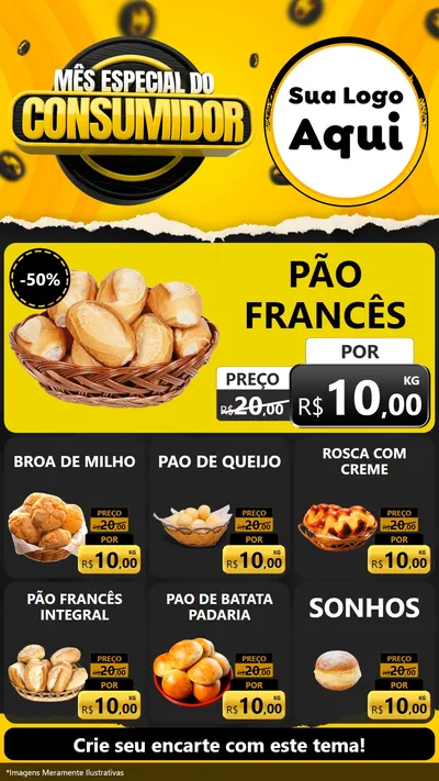 Modelo de Rede Social para Stories com o tema Mês Especial do Consumidor para Padaria