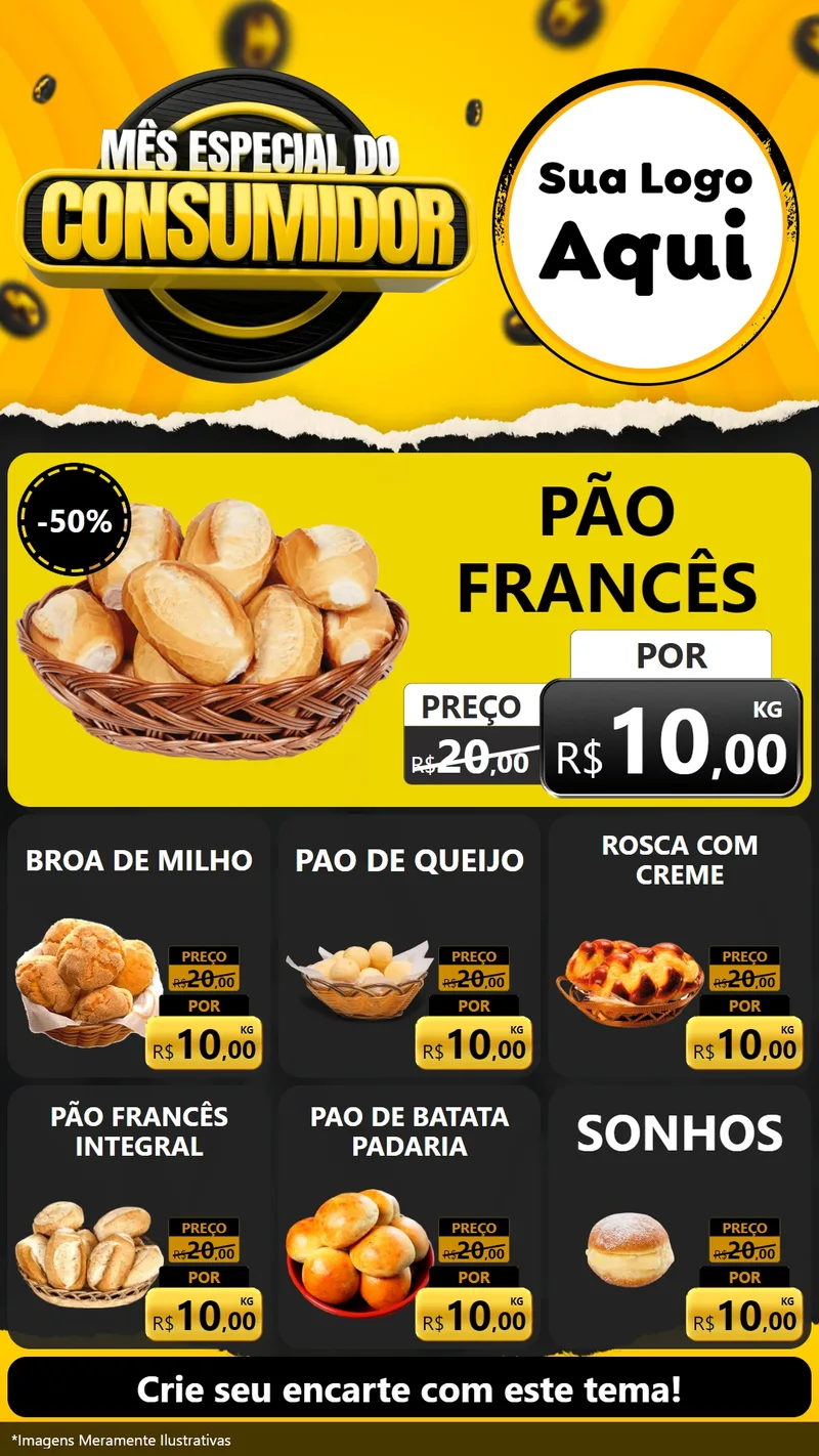 Modelo de Rede Social para Stories com o tema Mês Especial do Consumidor para Padaria
