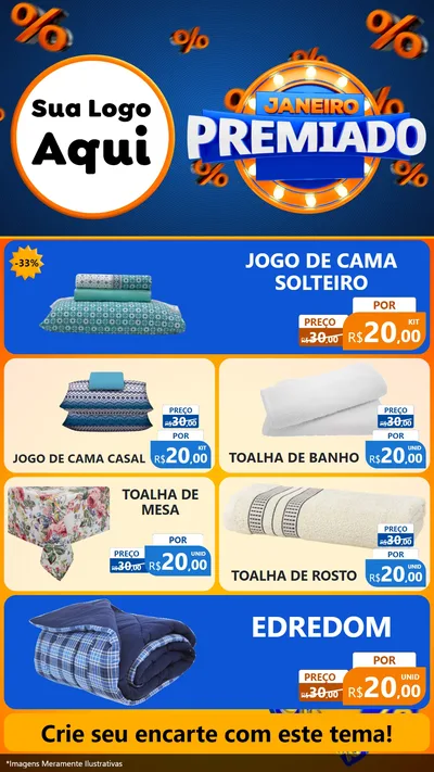 Modelo de TV para TV Vertical com o tema Janeiro Premiado para Cama, Mesa e Banho